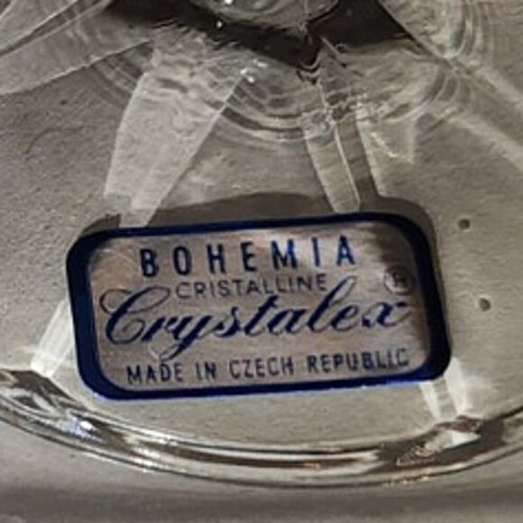 Set Of 8 Cristalline Bohemia Czech Crystalex Glasses Gold Rim 1970s Vintage - Picture 4 of 9